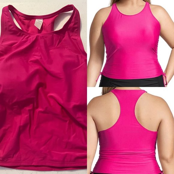 Oasis NWT Sz 1X Athletic Pink Tankini Swimsuit Top - Picture 1 of 5